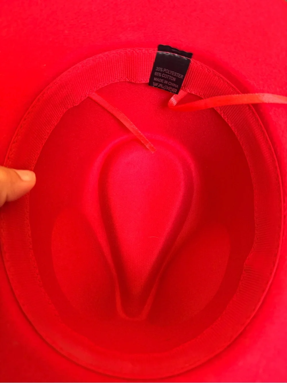 Red Women's Felt Cowboy Hat with Decorative Band
